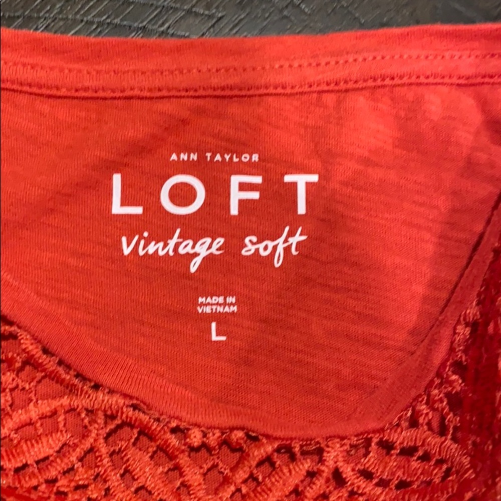 Loft Burnt Orange Lace Detail Sleeveless Top - Picture 4 of 8